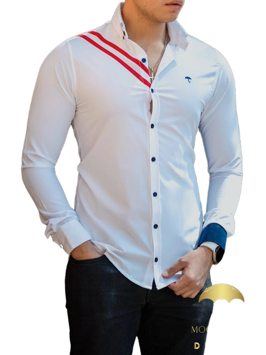 Blanco Líneas Rojas
